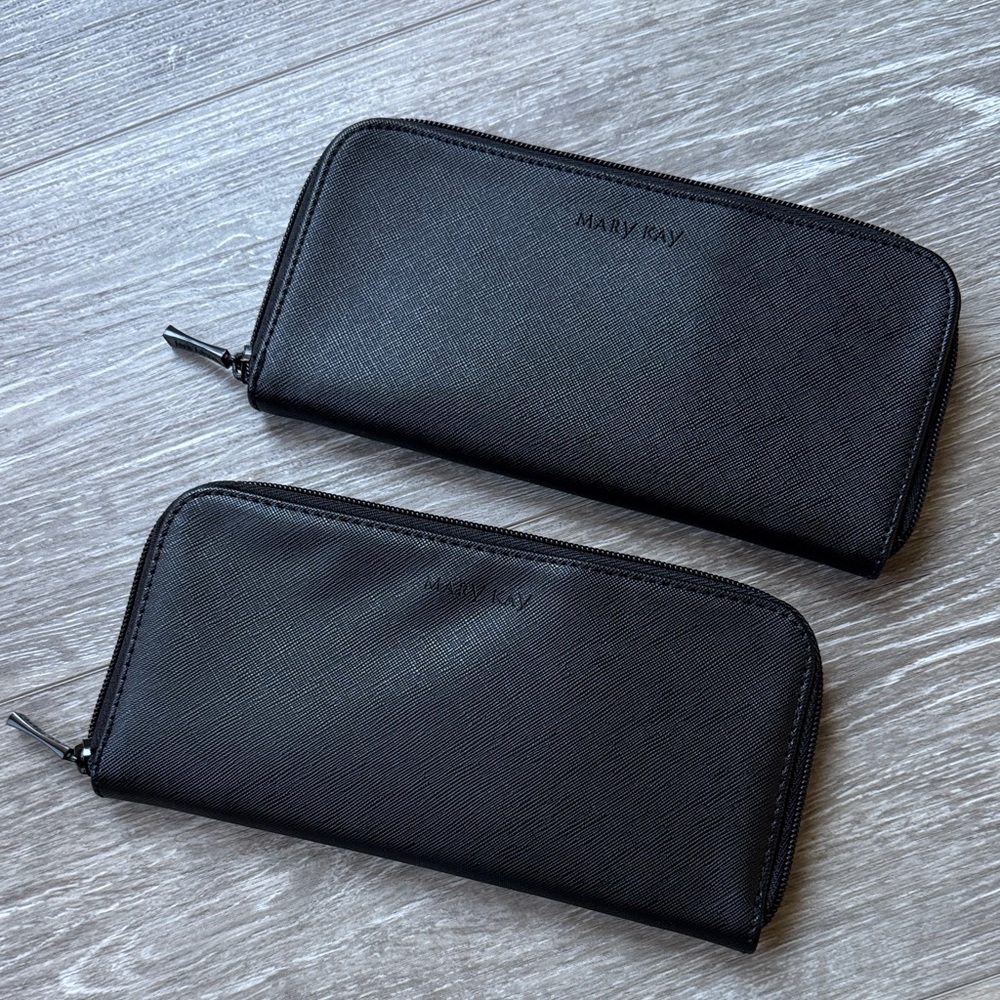 Mary Kay Black Textured Makeup Brush & Tool Cases (2) NWOT